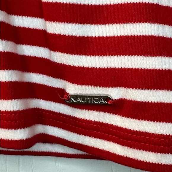 Nautica red white stripe sleeveless shirt women’s medium business or casual soft - Picture 5 of 8